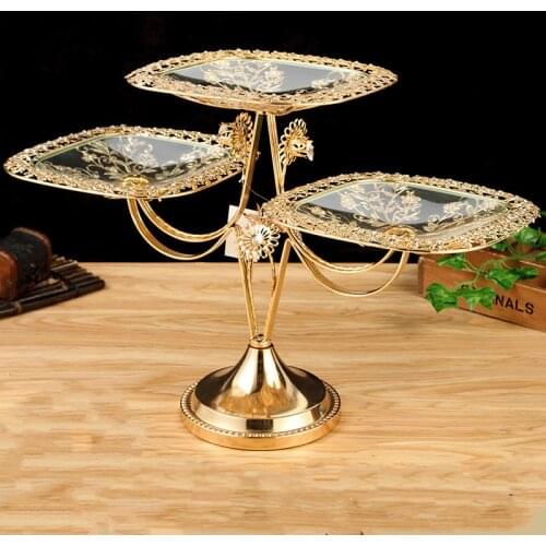 European style creative hotel home fruit plate KTV supplies metal toughened glass fruit plate
