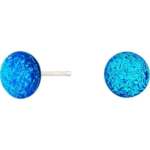 DARK DIAMOND®-Medium size dichroic Crystal earring, assorted colors, in 925 sterling silver. Handmade in Spain