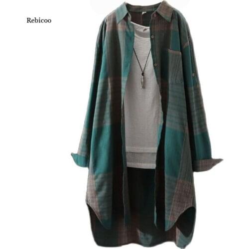 New Summer Womens Blouses Sunscreen Jacket Coat Female Casual Korean Style Plaid Retro Loose Medium Long Thin Shirts Tops