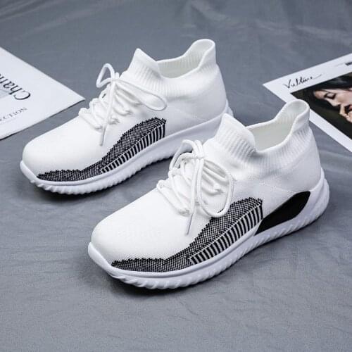 2021 Women Sneakers White Casual Platform Light Plus-size 35-42 Womens Sock Shoes Mesh Breathable Running Shoes Female Trainers