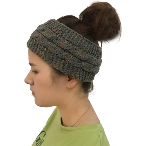 Women Ladies Autumn Winter High Stretchy Knitted Ponytail Hat Colorful Point/Solid Color Empty Top Cap