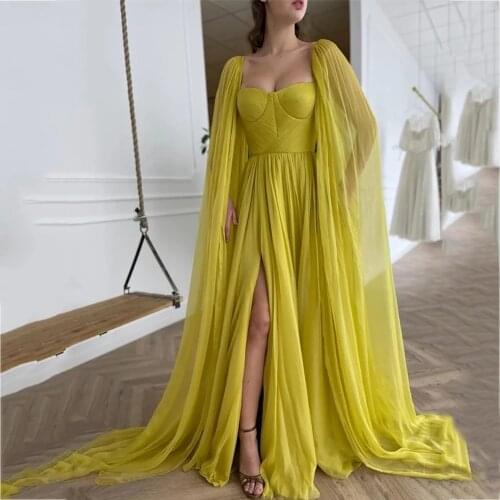 New Fashion In Elegant Daffodil Yellow Natural A-LIne Floor-Length 30D Chiffon Evening Dresses/Formal Gowns Bridal Engagement