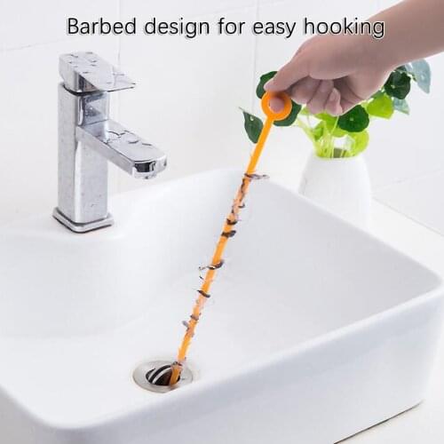 1PC Kitchen Sink Cleaning Hook Sewer Dredging Spring Pipe Hair Dredging Tool Removal Sink Cleaning Tool Color Random
