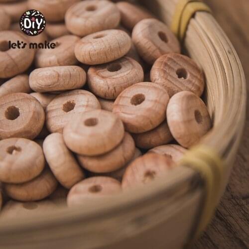 LetS Make 10PCS 10MM Wooden Abacus Beads Wood Beads Teething Baby Beading Diy Food Grade Nipple Chain Accessories