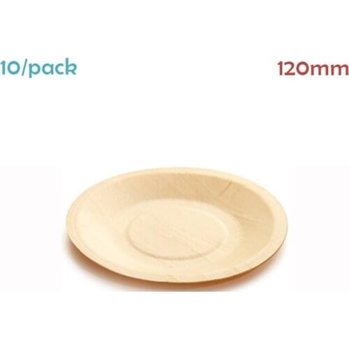 Promotion - Party Wedding Supplies Disposable Tableware Sushi/Salad/Dessert 120mm Round Wood Plate, 10/Pack