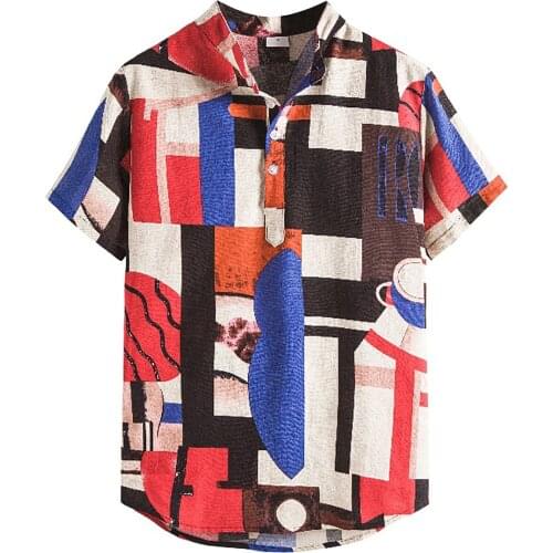 2021 Shirts For Men Casual Cardigan Short Sleeve Hawaiian Beach Flower Shirt Men Turtleneck Shirt Blusas Masculinas Dropshipping