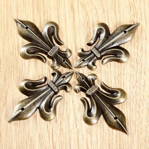 4pcs Decorative Corners Antique Bronze/Gold 45/54mm Jewelry Box Feet Wood Case Desk Legs Decor Guard Brackets