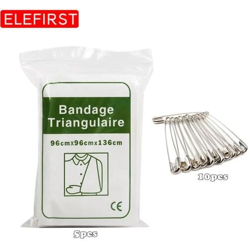 5pcs Non-woven Triangular Bandages And 10pcs Safety Pins Arm Sling Wound Treatment Outdoor Emergency Kits Accessories