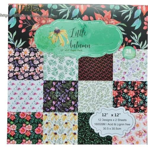 DIY Album Photo Scrapbooking set Flower Decorative Papers Craft paper 12"inch X 12" inch Single Side Printed 24 pcs/Set