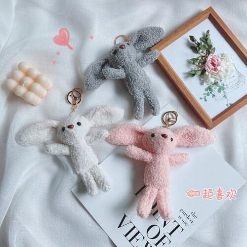 Korea online celebrity long-eared rabbit keychain cute plush rabbit car bag pendant wedding gifts