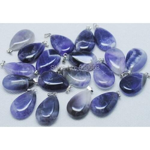 10 Pieces / Lot Nature Amethystt Stone Bead Loose Beads Accessorie DIY fashion fittings Dropwater Shape Size 16x24mm