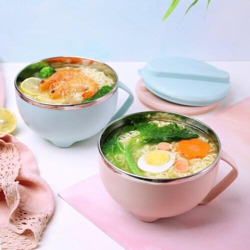 304 stainless steel household instant noodle bowl with lid lunch box lunch box eating noodle bowl student packed lunch box