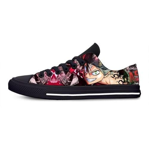 Black Clover Asta Manga Japanese Anime Fashion Casual Cloth Shoes Low Top Breathable Lightweight Sneakers 3D Print Men Women