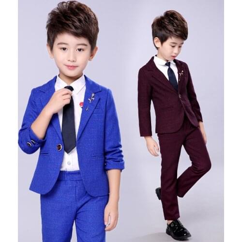 Flower Boys Wedding Suits Sets Child Formal Prom Party Tuxedo Clothing Sets Kids Dress Blazer Pants 2pcs Clothes Sets