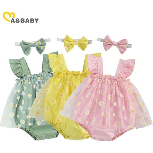Ma&Baby 0-18M Summer Flower Newborn Infant Baby Girl Rompers Lace Ruffles Tutu Jumpsuit Sleeveless Playsuit Overalls Costumes
