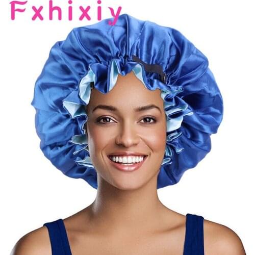 Double Layer Satin Turban Night Sleeping Satin Bonnet For Natural Hair Bonnet Women Silk Bonnet For Natural Frizzy Hair Headwear