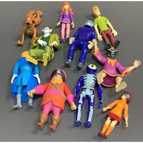 Lot 10Pcs Scooby 5'' FRIENDS & FOES Action Figures Velma Shaggy Dog Fred Ghost of Redbeard Racer Doll Toys Gift