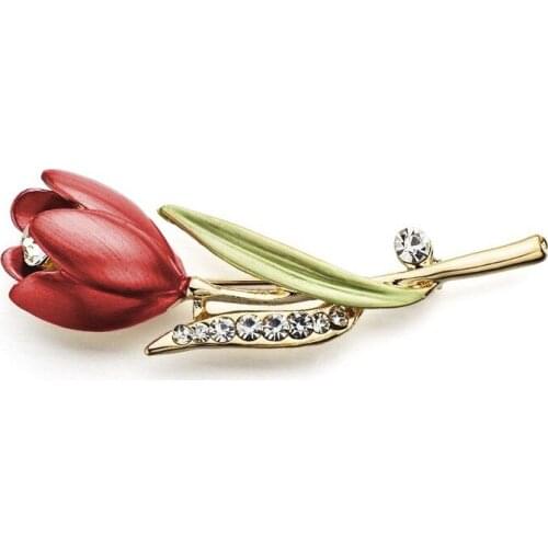 Elegant Tulip Rhinestone Flower Brooch Pin Crystal Costume Jewelry Clothes Accessories Jewelry Brooches Gift Wedding Pins