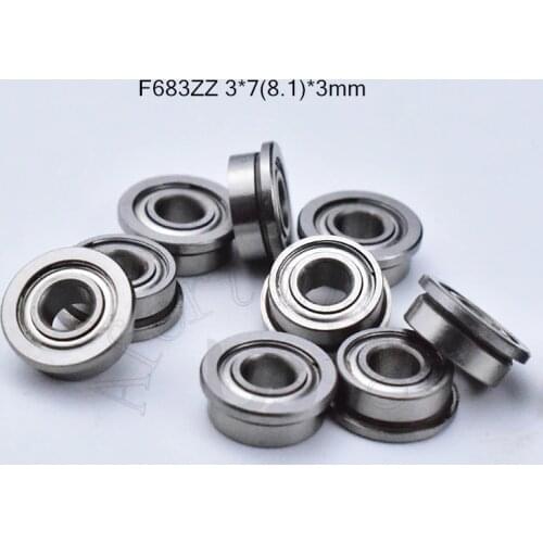 F683zz 3*7(8.1)*3mm 10pieces Flange bearing 683 683ZZ Metal sealed free shipping ABEC-5 chrome steel miniature bearings hardware