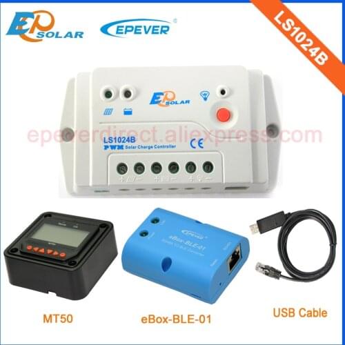 Solar Battery Charger Controller 10A LS1024B 10amps ble eBOX adapter USB cable PC connect and MT50 remote Meter PWM EPsolar