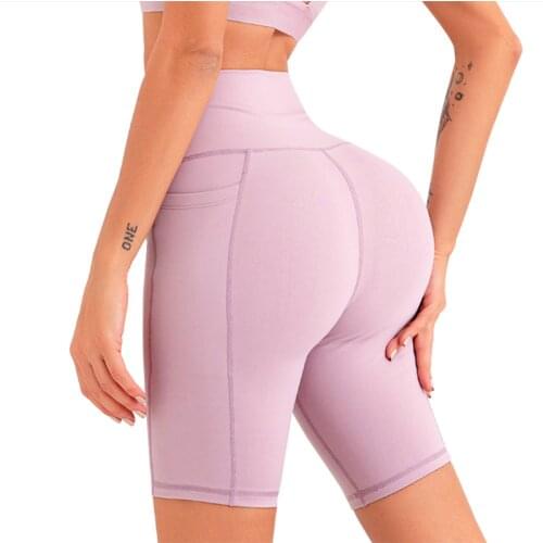 Summer Yoga running fitness sports pants high waist honey peach buttock sports fast dry pocket sexy women tight five-cent pants