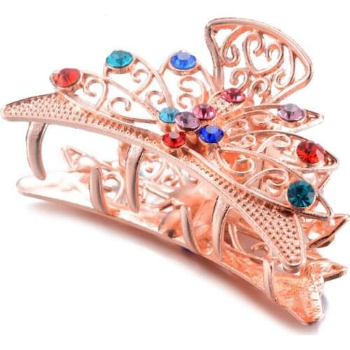 Fashion Rhinestone Resin Crystal Flower Butterfly Hair Claws For Women Hair Jewelry Charm Big Crab Clip Wedding Hair Accessories