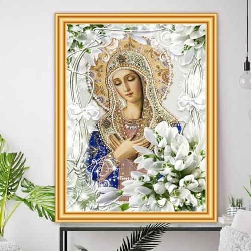 Diy 5D Diamond Painting Virgin Lily Cross Stitch Kit Full Drill Embroidery Mosaic Art Rhinestones Religious Icon New Arrival