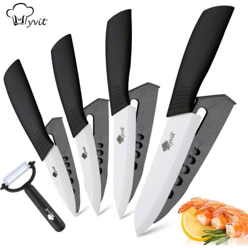 Ceramic Knife Set for Kitchen Chef Paring Fruit Vegetable knives 3 4 5 6 inch + peeler Zirconia White Ceramic Blade Cooking Tool