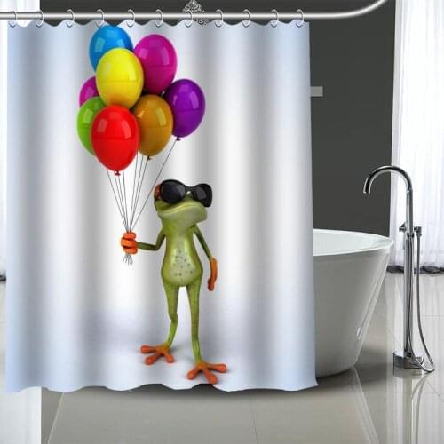 New Custom frog Curtains Polyester Bathroom Waterproof Shower Curtain With Plastic Hooks More Size