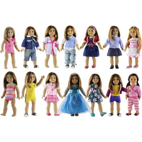 New 8 Set Doll Clothes Different Style for 18 inch American Doll Princess Costumes Dress Outfit