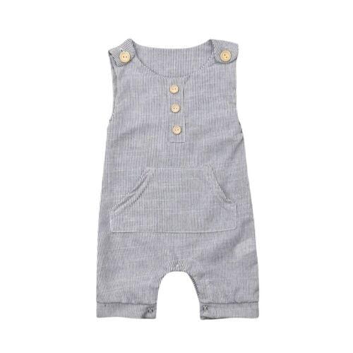Newborn Baby Boy Girl Outfit Clothes Thin Strips Cotton Linen Romper Tops Jumpsuit Shorts Pants One-Piece
