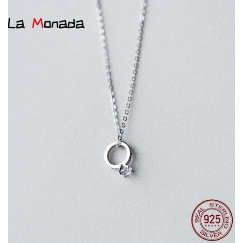 40cm-42.5cm 925 Silver Necklaces Women Hollow Fine Silver 925 Jewelry For Women Circle Pendant Female Chain Necklace On Neck
