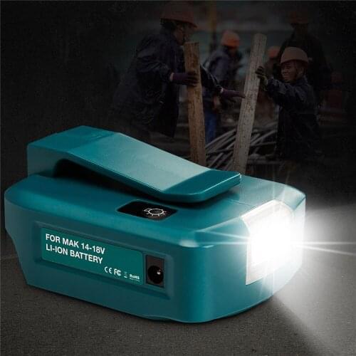Portable Battery Adapter 4.4V / 18V 200LM USB Battery Converter for Makita Battery Outdoor Flashlight Accessories