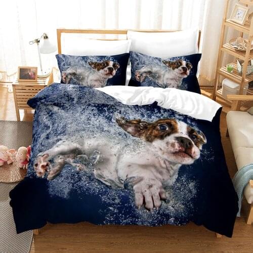 Dropshipping SINGLE only 1 Pillowcase Pattern Queen Size Bedding For Boys Duvet Cover Set Bedding Dog Swimming Water N06