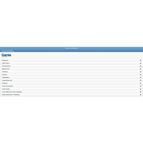 Genie Lift Operators Manuals Parts Manuals & Service Manuals [06.2020] DVD