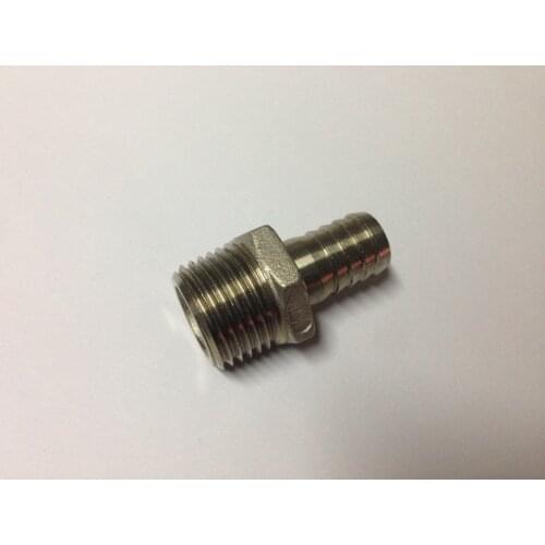 Stainless Steel Hose Barb - 1/2" Male NPT x 3/8"Barb, Brewer Hardware, Homebrew Pump fitting