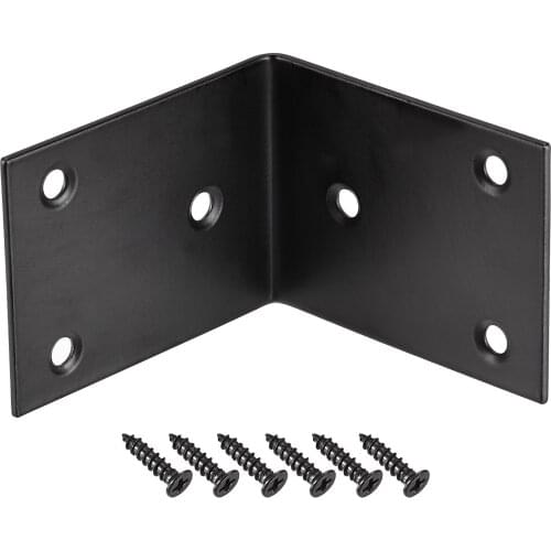 Uxcell Corner Brace Angle Bracket Fastener Stainless Steel L Shape 65mmx65mmx48mm Black with Screws, 4 Pcs
