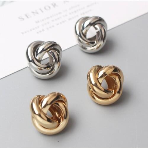 Twist Circle Stud Earrings for Women Personality Wild Earrings Gold Color Metal Geometric Statement Trend oorbellen for Female