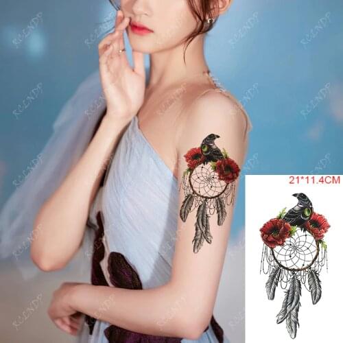 Waterproof Temporary Tattoo Stickers Bird Dreamcatcher Feather Flower Body Art Fake Tatto Flash Tatoo Stickers for Women Men