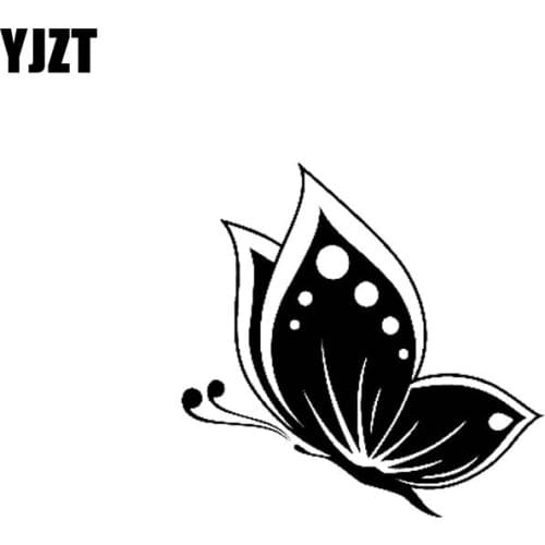 YJZT 15CM*14.6CM Floating Butterfly Bug Insect Vinyl Decal Car Sticker Black/Silver C19-0479
