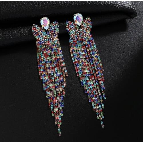 Colorful Rhinestone Angle Wings Charm Drop Dangle Earrings for Women Fashion Jewelry Brand Collection Earrings Accessories E643