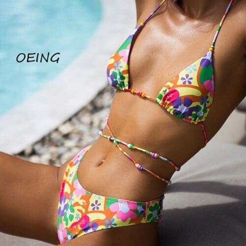Swimwear Women 2021 Sexy Bathing Suit Bikini Set Print Bandage 2 Piece Set Women Swimming Suit for Women