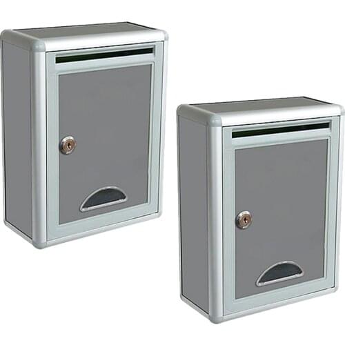 2pack Wall Mount Lockable Mailbox Outdoor Aluminium Alloy Home & Office Business Parcel Box Packages