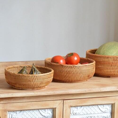 3pcs/set Handmade Vietnam Rattan Candy Basket Fruit Storage Basket Ornaments Home Decoration Candy Snack Basket