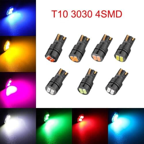 50Pcs High Bright T10 3030 4SMD LED Wedge Car Bulbs 194 168 2825 Clearance Lamps Reading License Plate Lights 12V