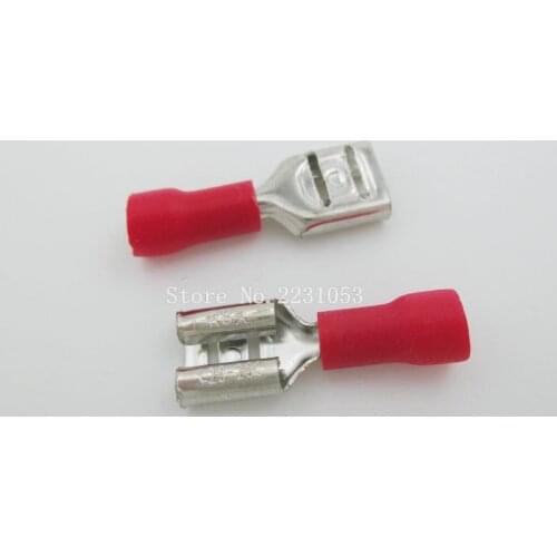 50PCS/LOT FDD1.25-250 insulating Female Insulated Electrical Crimp Terminal Connectors Cable Wire Connector FDD1-25