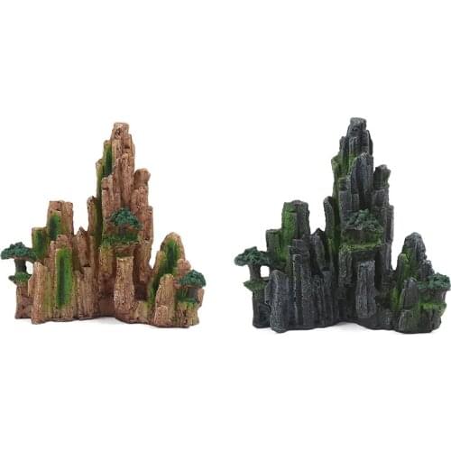 Aquarium Ornament Resin Rockery Artificial Hill Resin Mountain View Rock Decorating Ornament Fish Tank