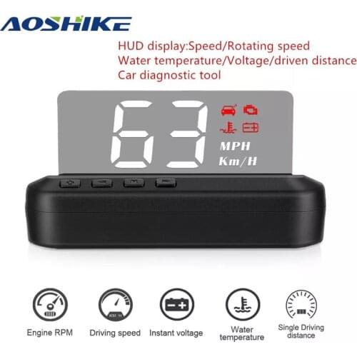 AOSHIKE OBD2 Mirror HUD Car Head Up Display C100 HUD Digital Speed Projector Security Alarm Water Temp RPM KMH MPH Speedometer
