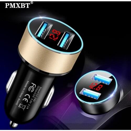 PMXBT Mini Dual USB Car Charger Adapter 3.1A LED Display Universal Mobile Phone Car-Charger For iPhone 11 Pro Samsung S10 Xiaomi
