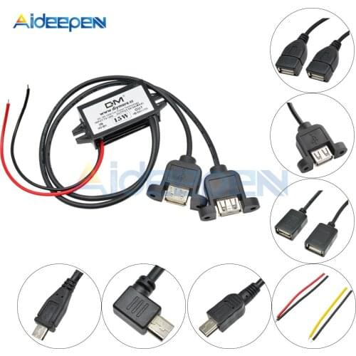 DC-DC 12V to 5V 2A 3A 10W 15W Car Power Converter Micro Mini USB Step Down Voltage Power Supply Adapter Low Heat Auto Protection